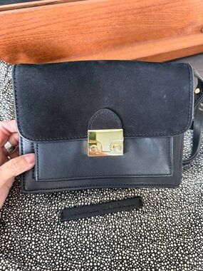 Loeffler Randall Black Leather & Suede Crossbody Bag
